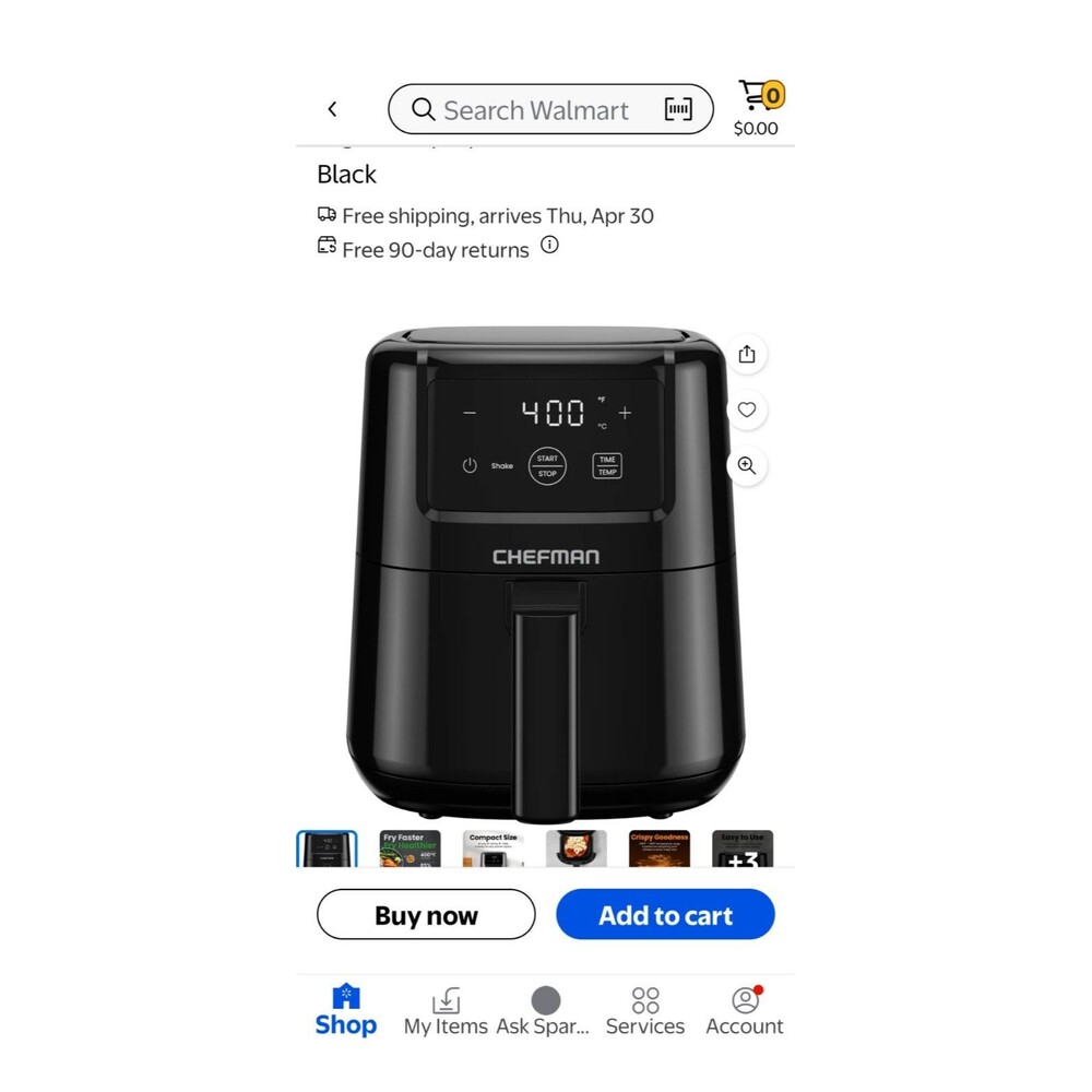 Chefman TurboFry Touch 2 Qt. Digital Air Fryer Black RJ38-2TA-Series